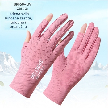 Ljetne rukavice za zaštitu od sunca, ledene svilene, ženske tanke elastične rukavice za jahanje, neklizajuće, za van, s dva prsta