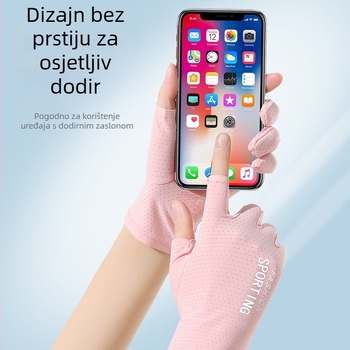 Ljetne rukavice za zaštitu od sunca, ledene svilene, ženske tanke elastične rukavice za jahanje, neklizajuće, za van, s dva prsta