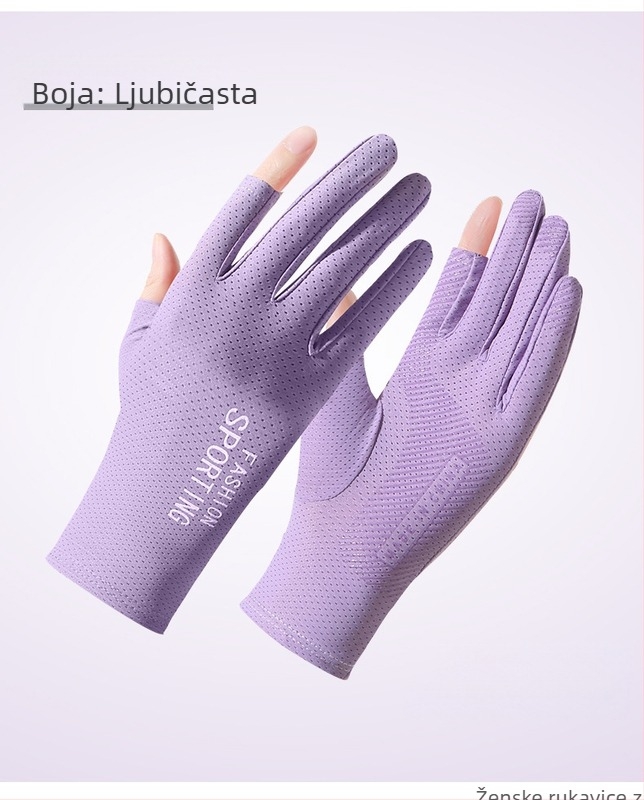 Ljetne rukavice za zaštitu od sunca, ledene svilene, ženske tanke elastične rukavice za jahanje, neklizajuće, za van, s dva prsta