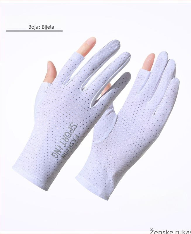 Ljetne rukavice za zaštitu od sunca, ledene svilene, ženske tanke elastične rukavice za jahanje, neklizajuće, za van, s dva prsta