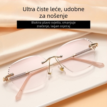 Tiktok nove diamond fine bljeskalice za prezbiopiju, ženske elegantne modne gradijentne prezbiopijske naočale, ultra lagane, anti-plavo svjetlo, prezbiopijske naočale