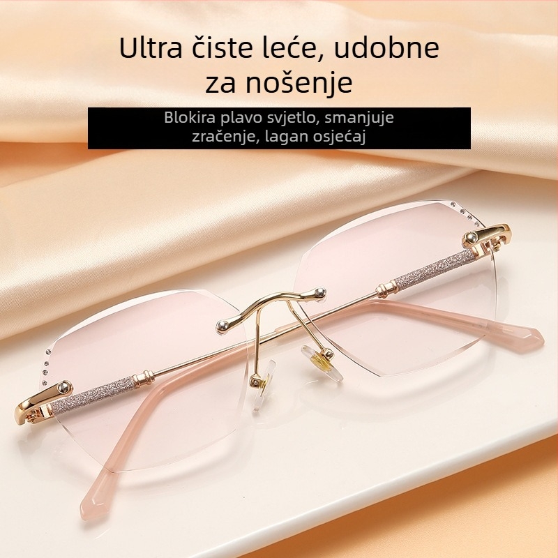 Tiktok nove diamond fine bljeskalice za prezbiopiju, ženske elegantne modne gradijentne prezbiopijske naočale, ultra lagane, anti-plavo svjetlo, prezbiopijske naočale