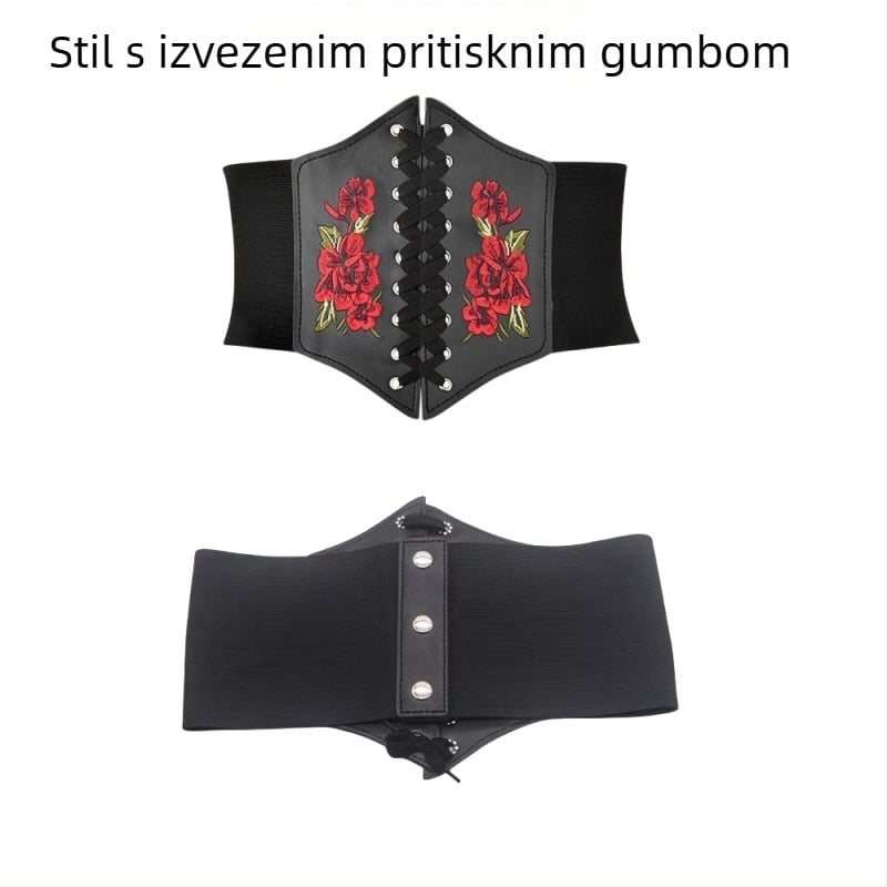 Prekogranični europski i američki stil Ženski modni izvezeni ruža Super široki ženski pojas s haljinom od elastične kože