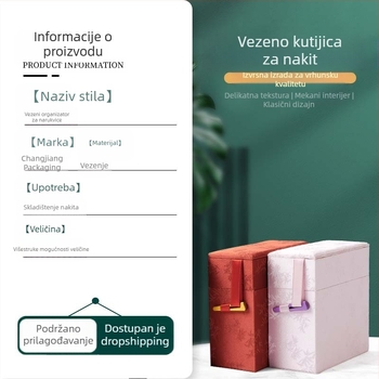 Kineskog stila klasična brokat kutija za nakit za narukvice, perle i jadeit