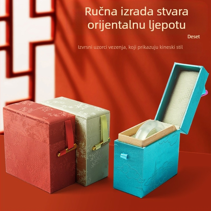 Kineskog stila klasična brokat kutija za nakit za narukvice, perle i jadeit
