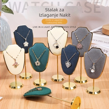 Prekogranični metalni stalak za nakit od ultra-vlaknastog baršuna, višebojni stalak za izlaganje, zlatarnica, studio, privjesak, ogrlica, rekviziti za izlaganje
