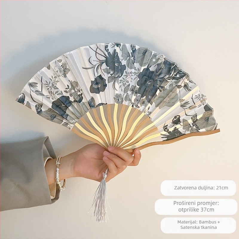 Antički sklopivi ventilator u kineskom stilu, ljetni ventilator Hanfu Cheongsam, novi prijenosni mini sklopivi ventilator u kineskom stilu
