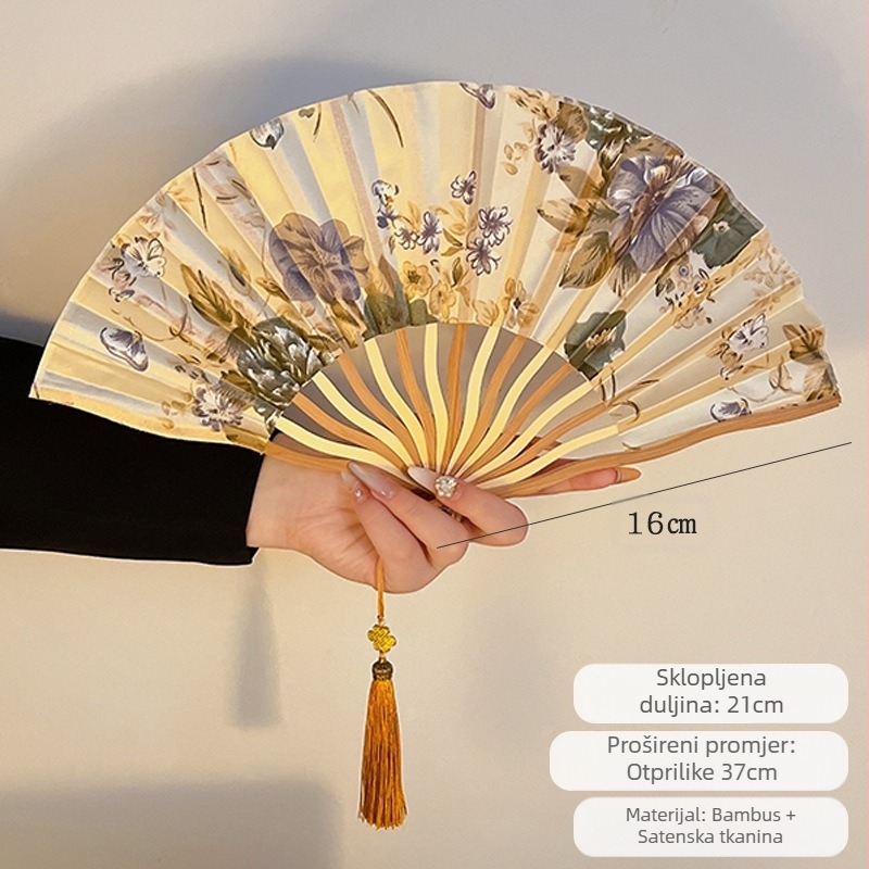 Antički sklopivi ventilator u kineskom stilu, ljetni ventilator Hanfu Cheongsam, novi prijenosni mini sklopivi ventilator u kineskom stilu