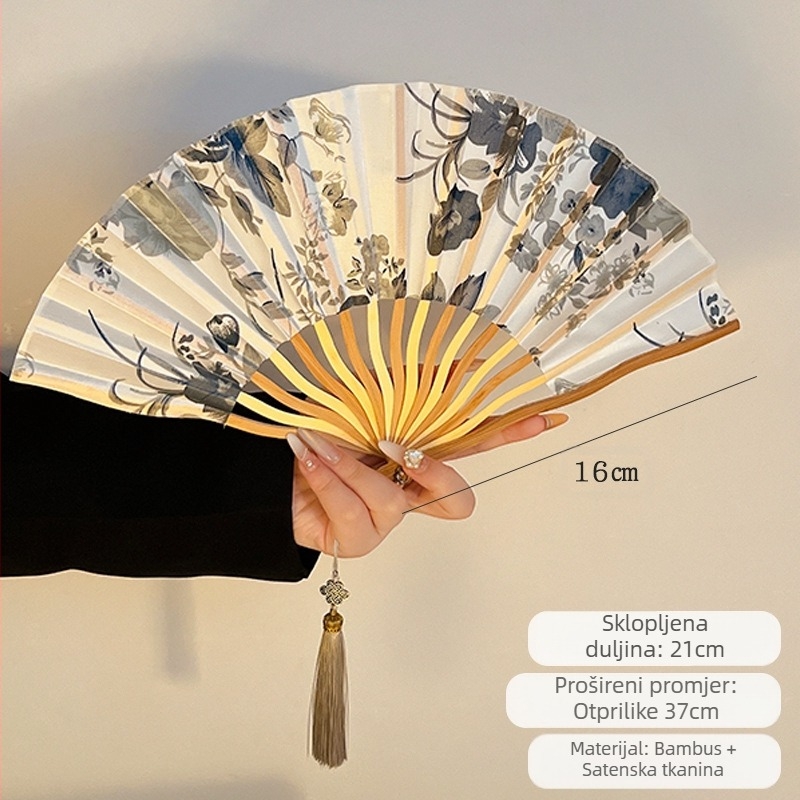 Antički sklopivi ventilator u kineskom stilu, ljetni ventilator Hanfu Cheongsam, novi prijenosni mini sklopivi ventilator u kineskom stilu
