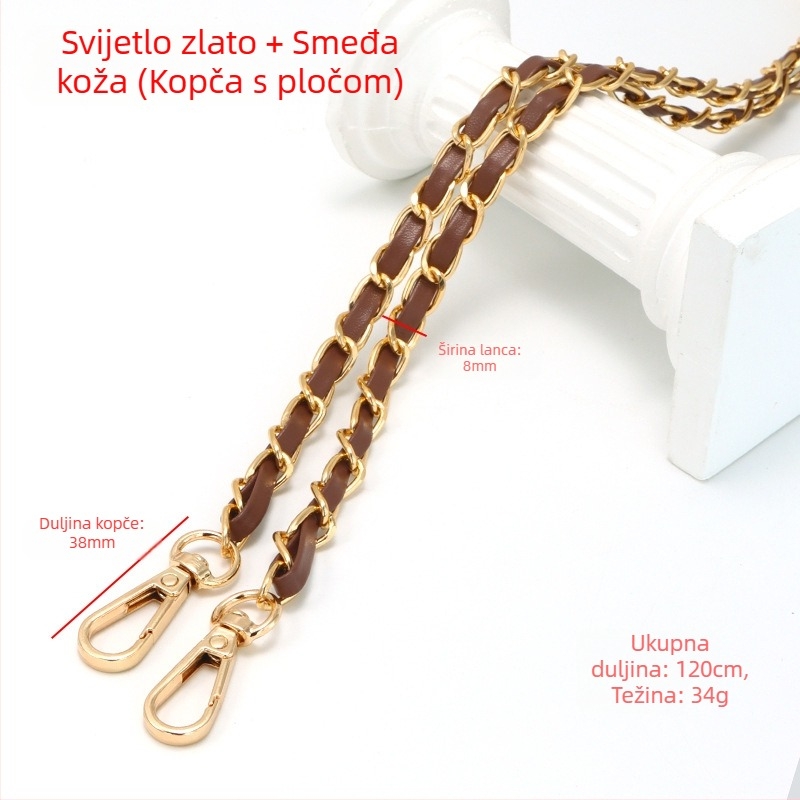 Nova aluminijska kožna torba s metalnim lancem i vrpcom, torba u stilu Chanel, remen za rame, lanac od umjetne kože za preko ramena