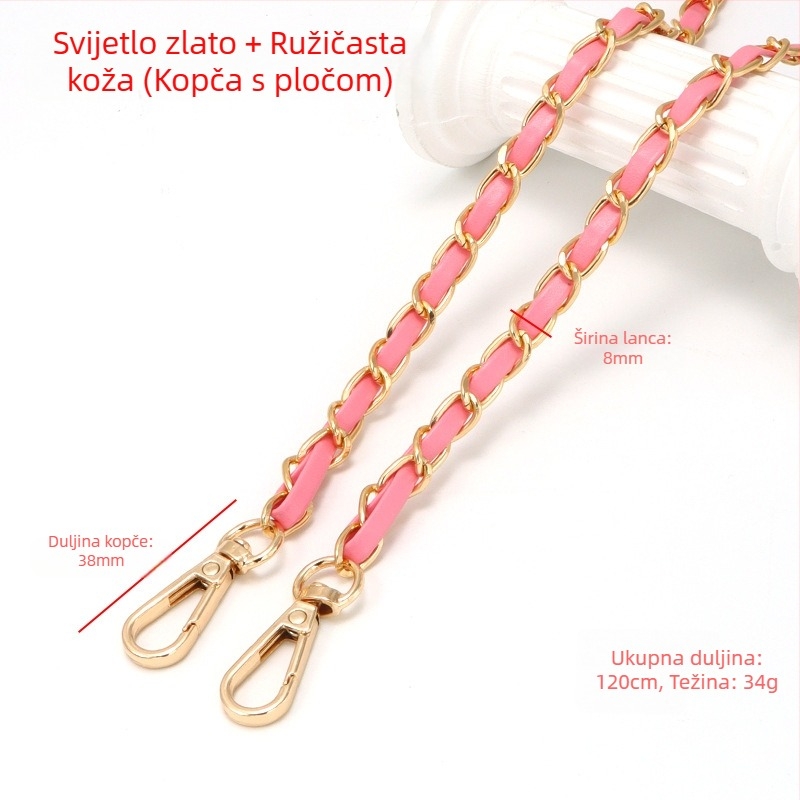 Nova aluminijska kožna torba s metalnim lancem i vrpcom, torba u stilu Chanel, remen za rame, lanac od umjetne kože za preko ramena