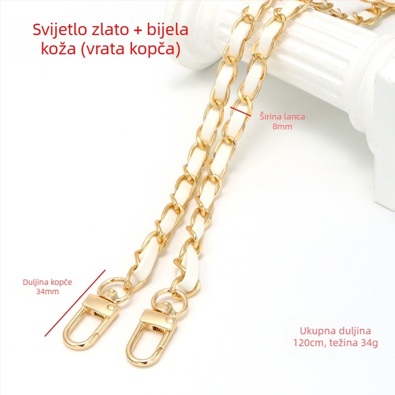 Nova aluminijska kožna torba s metalnim lancem i vrpcom, torba u stilu Chanel, remen za rame, lanac od umjetne kože za preko ramena