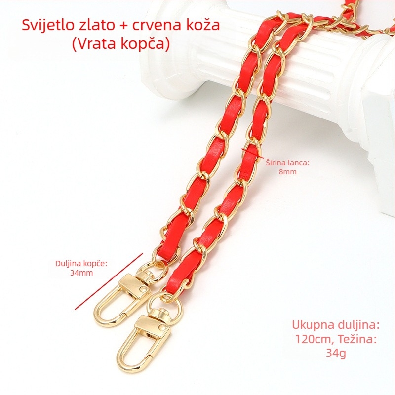 Nova aluminijska kožna torba s metalnim lancem i vrpcom, torba u stilu Chanel, remen za rame, lanac od umjetne kože za preko ramena
