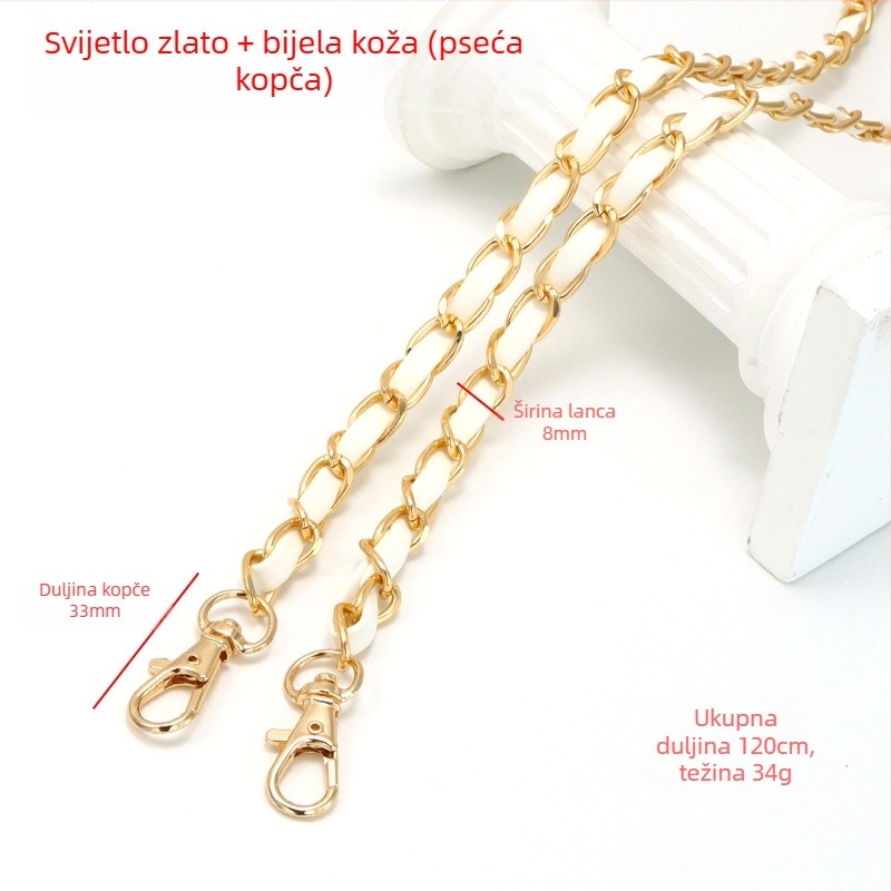 Nova aluminijska kožna torba s metalnim lancem i vrpcom, torba u stilu Chanel, remen za rame, lanac od umjetne kože za preko ramena