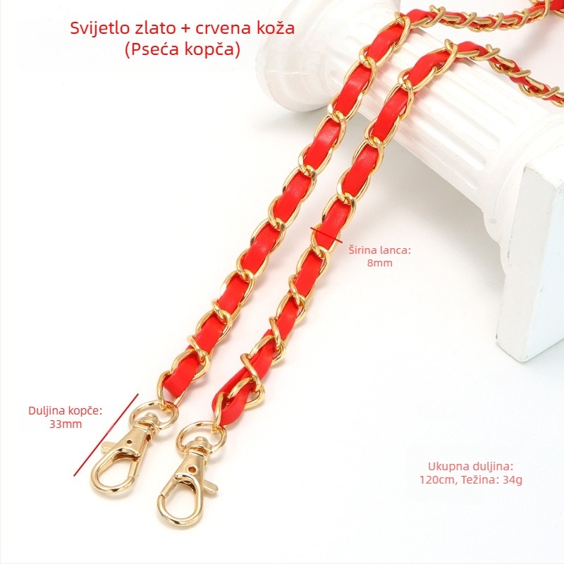 Nova aluminijska kožna torba s metalnim lancem i vrpcom, torba u stilu Chanel, remen za rame, lanac od umjetne kože za preko ramena