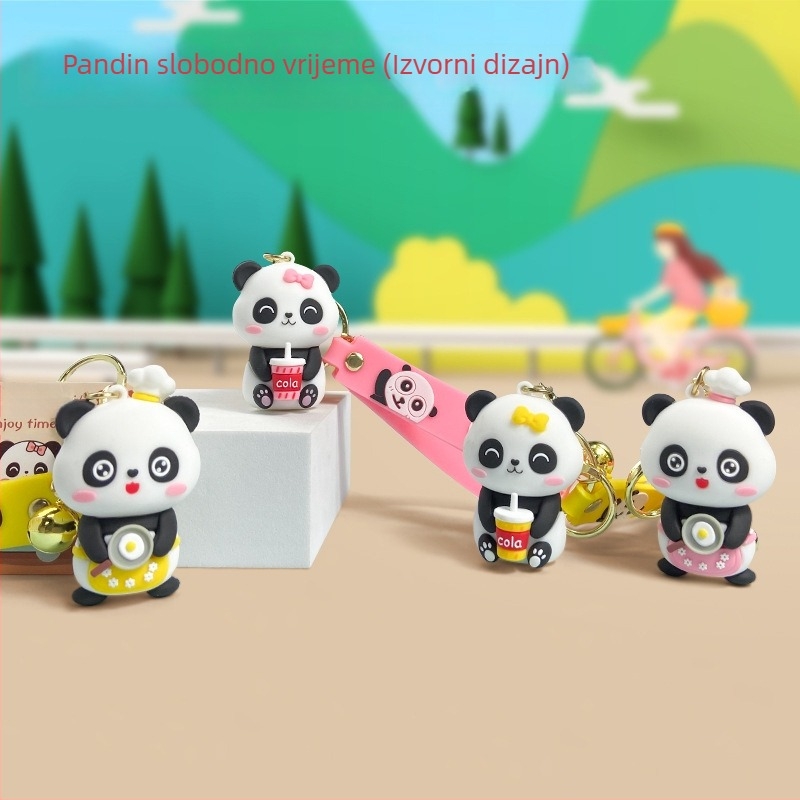 Privjesak za ključe s automobilom Panda, privjesak za ključe s lutkom, slatki crtani privjesak, 3D poklon, ukras za lutku na veliko