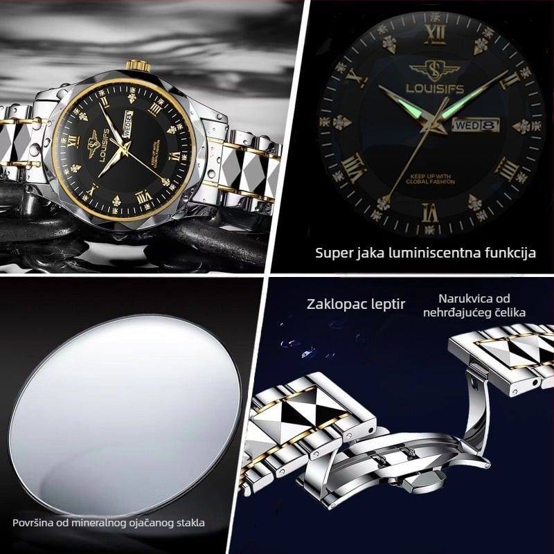 Louis Fans švicarski potpuno novi muški kvarcni sat vodootporni svjetleći kalendar korejski luksuzni sat TikTok