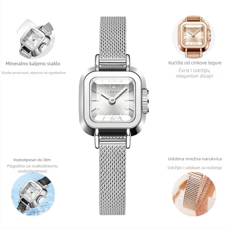 Ženski sat retro mali kvadratni kvarcni vodootporni modni trend jednostavni remen ručni sat veleprodaja 2024 novi sat