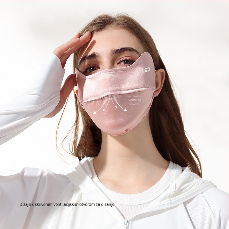 Nova svilena maska za žene, ljetna zaštita od sunca, anti-UV maska za uši, lagana i prozračna maska za lice Xkz52