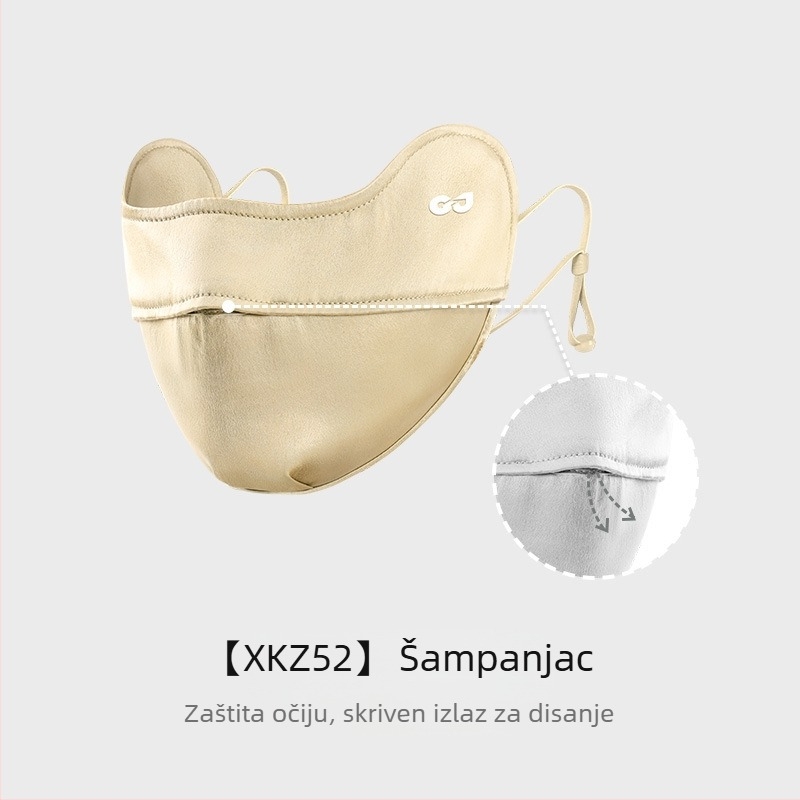 Nova svilena maska za žene, ljetna zaštita od sunca, anti-UV maska za uši, lagana i prozračna maska za lice Xkz52