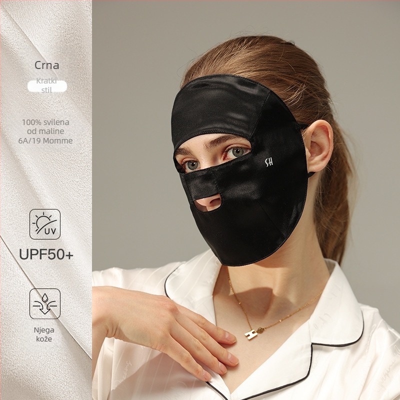 Nova svilena maska za žene, ljetna zaštita od sunca, anti-UV maska za uši, lagana i prozračna maska za lice Xkz52