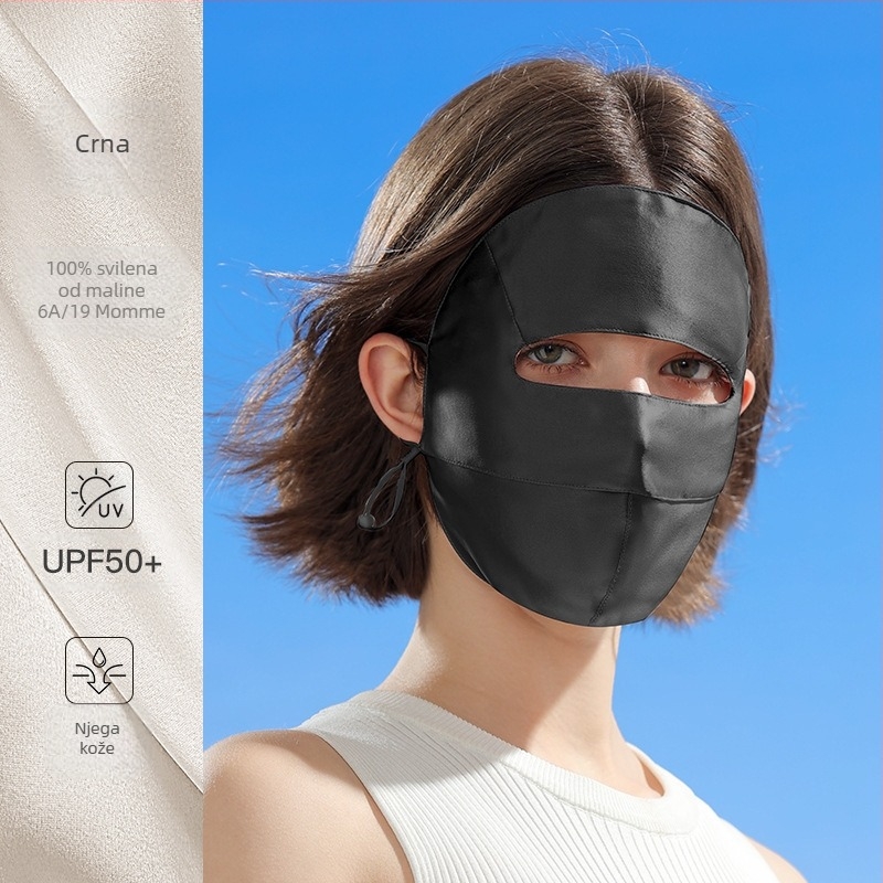 Nova svilena maska za žene, ljetna zaštita od sunca, anti-UV maska za uši, lagana i prozračna maska za lice Xkz52
