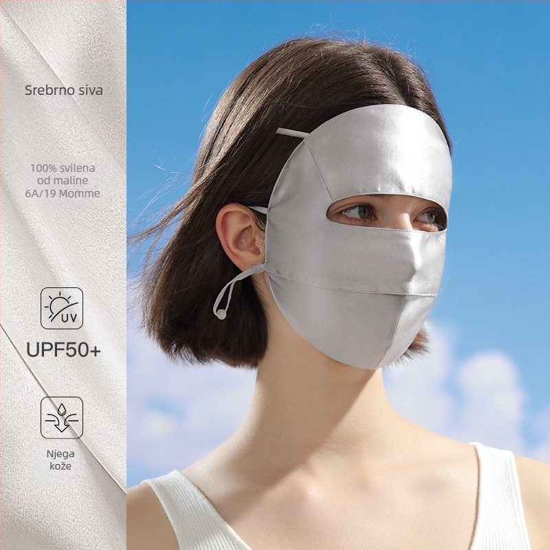 Nova svilena maska za žene, ljetna zaštita od sunca, anti-UV maska za uši, lagana i prozračna maska za lice Xkz52