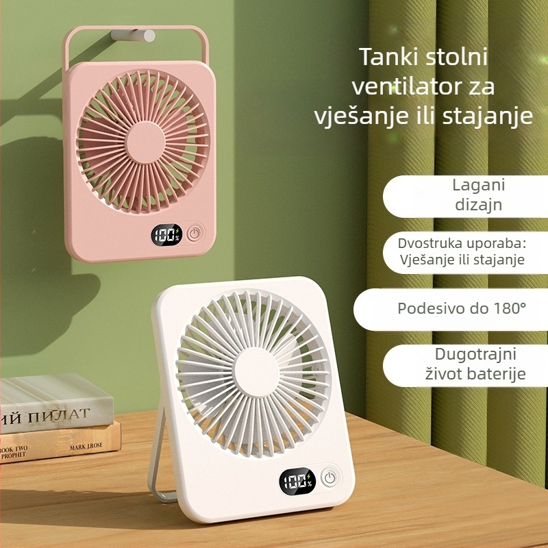 Novi prijenosni ultra tanki stolni ventilator s dvostrukom utičnicom, digitalni sklopivi ručni F10, za stolno računalo