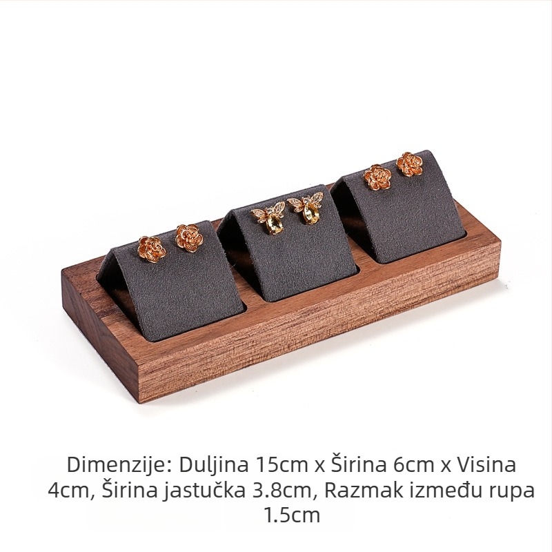 Stalak za nakit od oraha, retro jednostavan stil, stalak za naušnice, pult za nakit, zlatne i srebrne naušnice, rekviziti za izlaganje naušnica