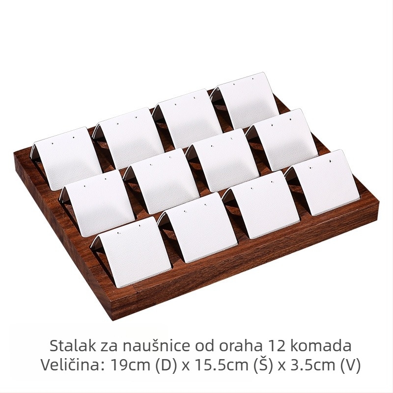 Stalak za nakit od oraha, retro jednostavan stil, stalak za naušnice, pult za nakit, zlatne i srebrne naušnice, rekviziti za izlaganje naušnica