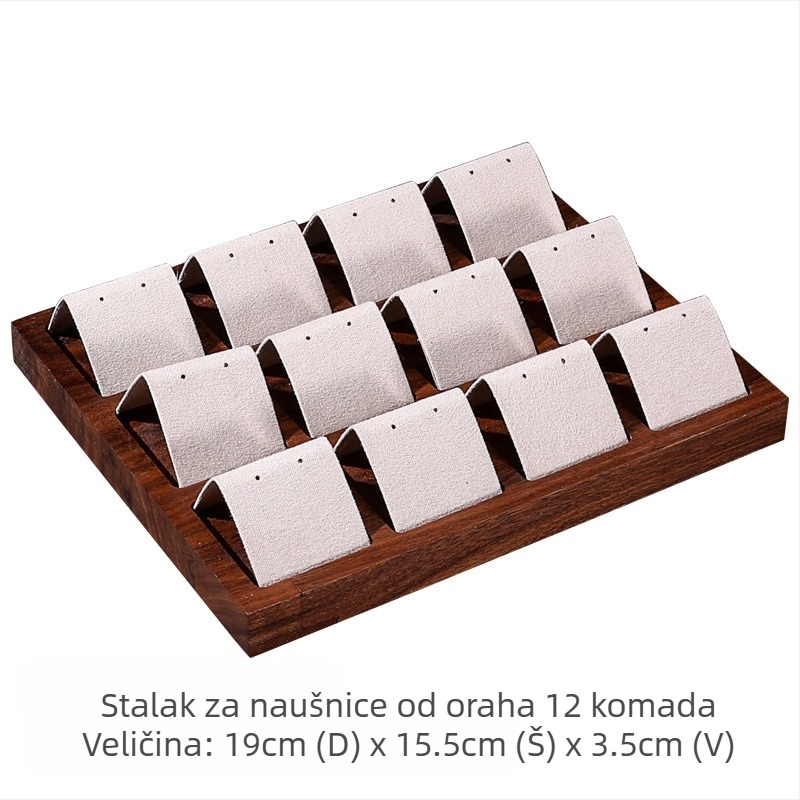 Stalak za nakit od oraha, retro jednostavan stil, stalak za naušnice, pult za nakit, zlatne i srebrne naušnice, rekviziti za izlaganje naušnica