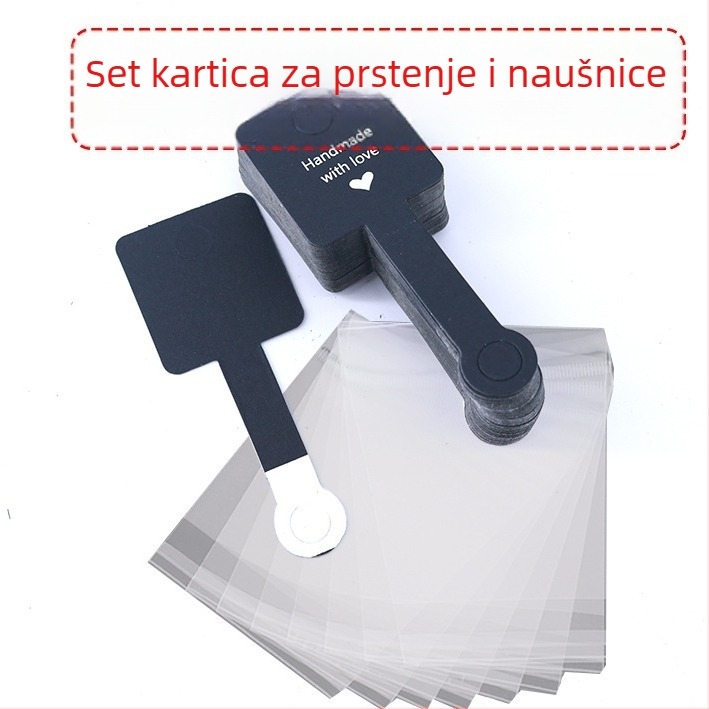 Nova crno-bijela smeđa trobojna sklopiva kartica za nakit, prsten s gumicom, vješalica za kosu, traka za kosu, pakiranje nakita, sklopiva kartica