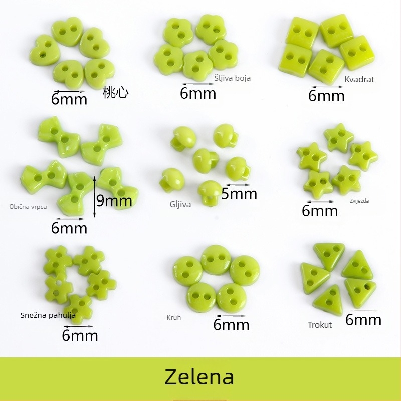 Plastični mali gumb Mini gumb u boji Ručno izrađeni DIY gumb za crtanje Gumb cvijeta šljive Breskva Srce Petokraka zvijezda Mali gumb 6 mm