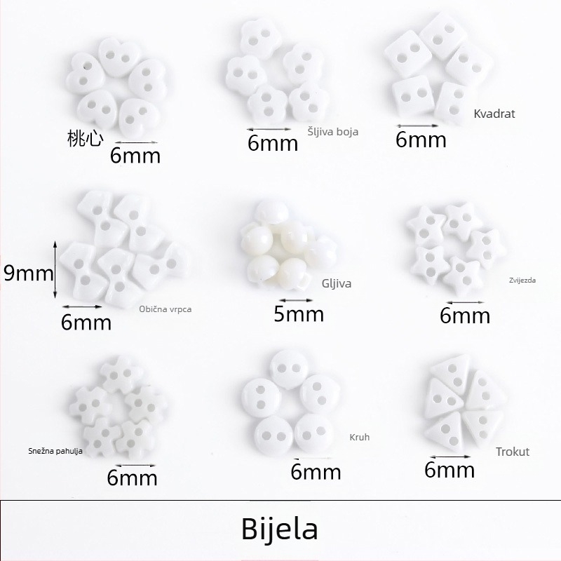 Plastični mali gumb Mini gumb u boji Ručno izrađeni DIY gumb za crtanje Gumb cvijeta šljive Breskva Srce Petokraka zvijezda Mali gumb 6 mm
