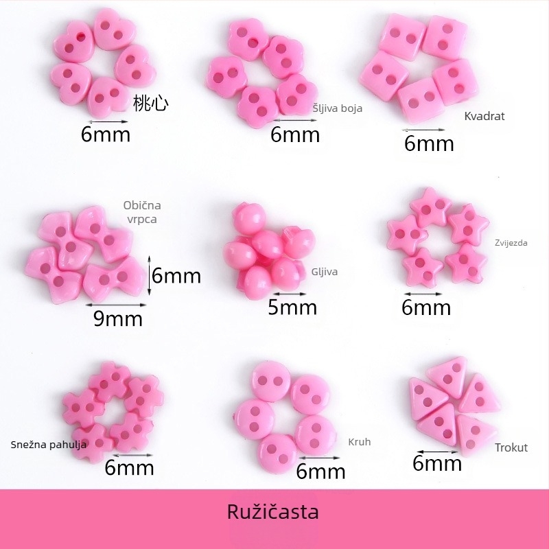 Plastični mali gumb Mini gumb u boji Ručno izrađeni DIY gumb za crtanje Gumb cvijeta šljive Breskva Srce Petokraka zvijezda Mali gumb 6 mm