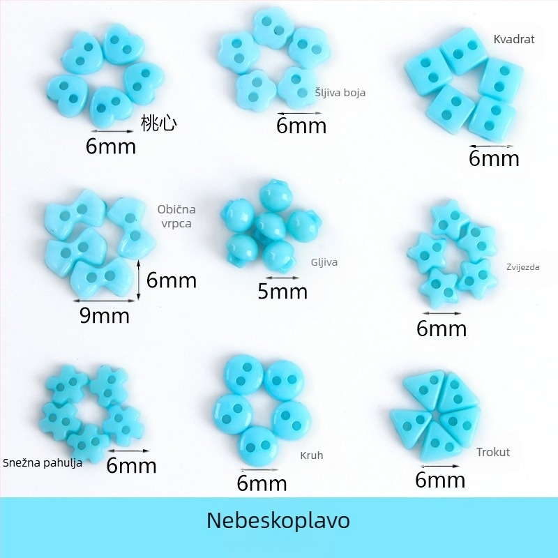 Plastični mali gumb Mini gumb u boji Ručno izrađeni DIY gumb za crtanje Gumb cvijeta šljive Breskva Srce Petokraka zvijezda Mali gumb 6 mm