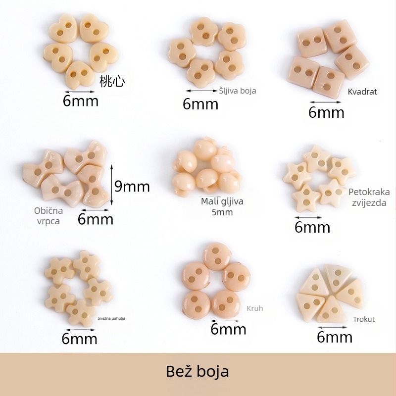 Plastični mali gumb Mini gumb u boji Ručno izrađeni DIY gumb za crtanje Gumb cvijeta šljive Breskva Srce Petokraka zvijezda Mali gumb 6 mm