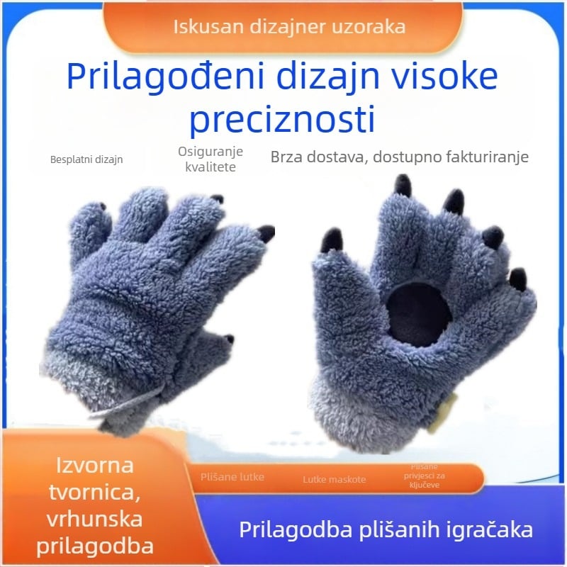 Tvornički izrađene slatke plišane tople rukavice s Furui kontrolom, sveobuhvatne rukavice za prste za figuriranje dvodimenzionalnog odijela zvijeri