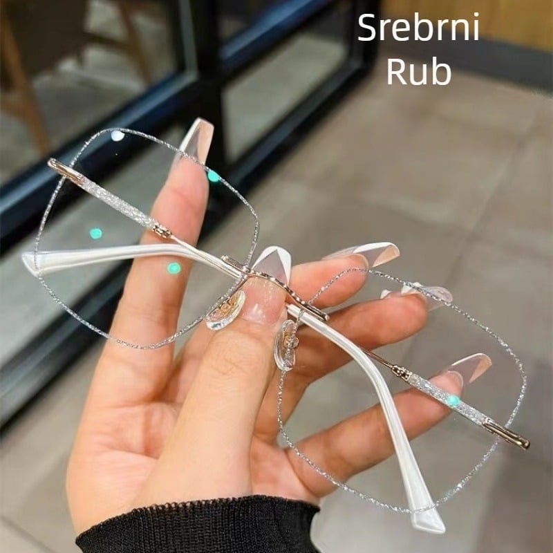 Nove bezokvirne naočale s anti-plavim svjetlom za prezbiopiju, ženske moderne naočale vrhunske kvalitete za starije osobe, popularne na TikToku za prezbiopiju s dijamantima