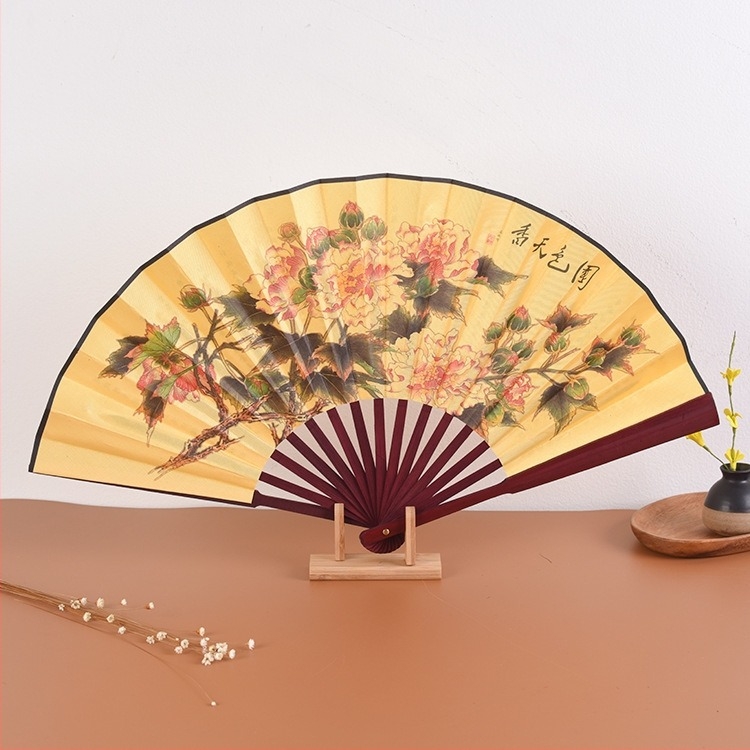 Ventilator po narudžbi, sklopivi ventilator Qingming Shanghe, figura u kineskom stilu, izuzetan ventilator od svilene tkanine, oglašavanje, antikni ventilator na veliko