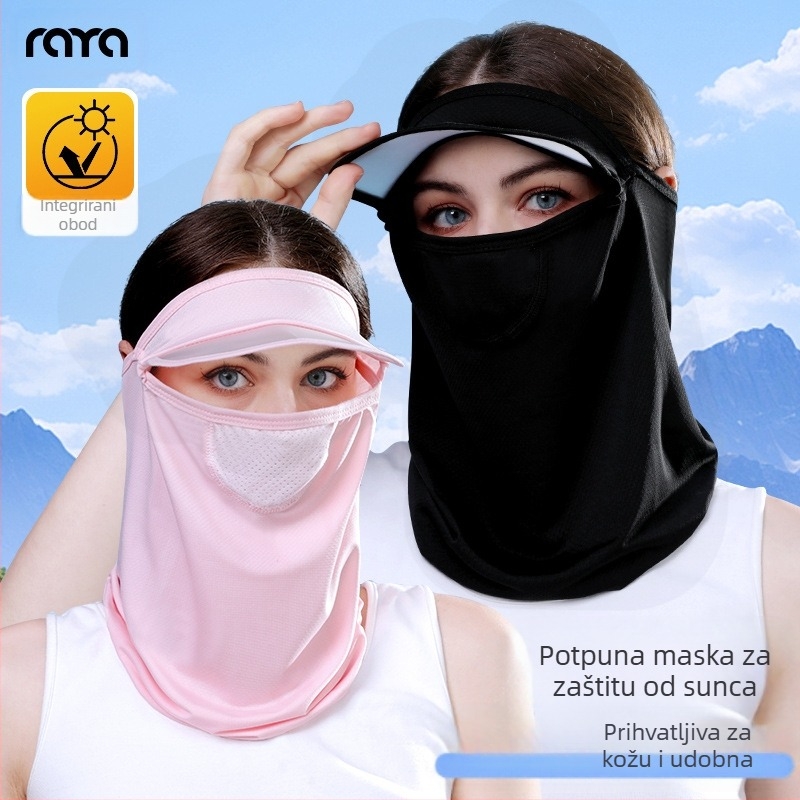 Ruiya proljetna i ljetna maska za sunčanje s obodom šešira za žene, prozračna mrežasta zaštita vrata od ledene svile, zaštita čela, suncobran, šešir, maska za sunčanje