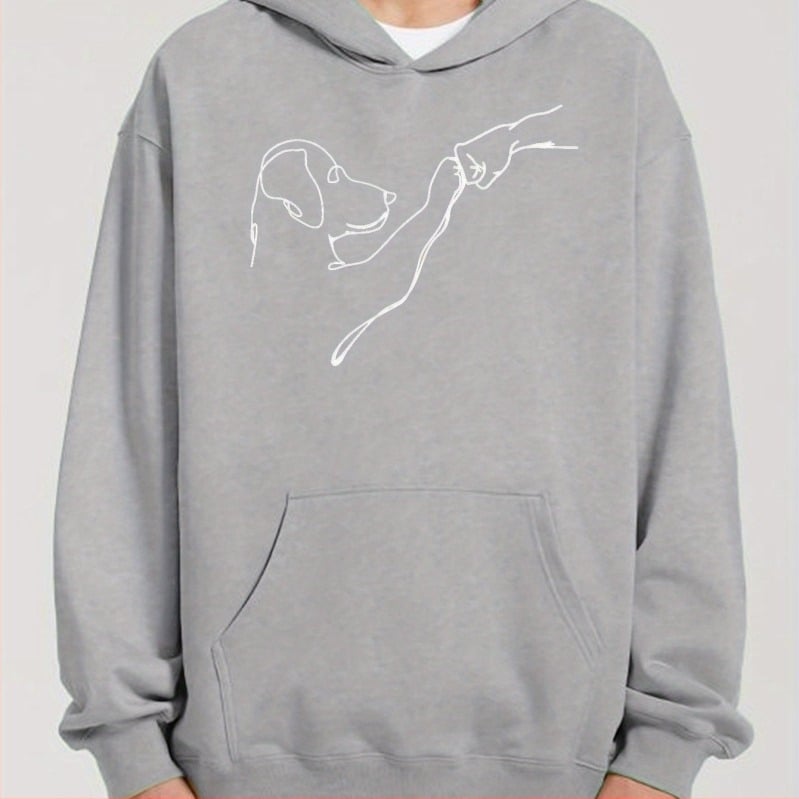 Hoodie s printom pasa i ljudi_ Kul hoodie za muškarce