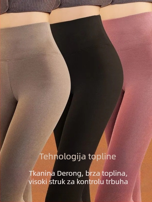 Jesenske i zimske svestrane dvostrane baršunaste tople uske tajice visokog struka za žene, podizanje trbuha, podizanje bokova, mršavljenje, udobne duge gaće
