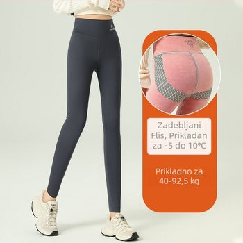 Ženske zimske Barbie hlače s flis podstavom, visokog struka, prozračne, uske hlače za jogu, za vanjsko nošenje, visokog struka i podizanje trbuha