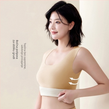 Dvostrani termo prsluk od četkanog baršuna za žene, velika veličina, bešavni donji dio, tople baršunaste gaćice za žene, mogu se nositi vani u jesen i zimu