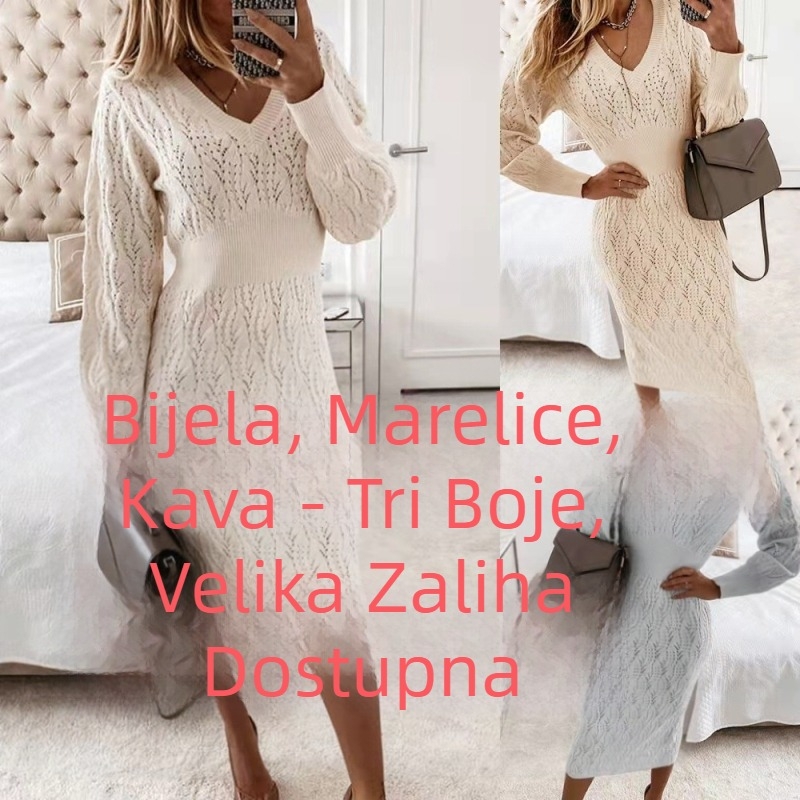 Prekogranični stil Topla pletiva dugih rukava 2021 Nova jesenska Amazon ženska seksi gornja odjeća uska haljina džemper