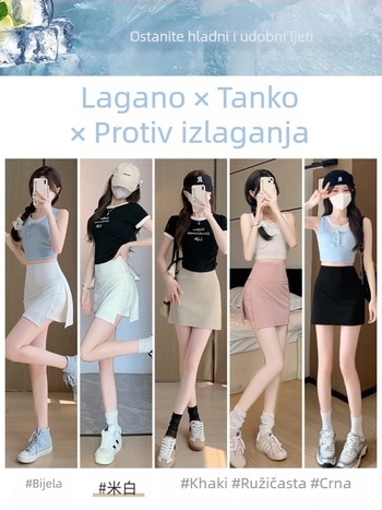 H108 Bočno rascijepljena sportska suknja za žene, nova ljetna lagana uska suknja s bokovima, A-kroj, joga suknja