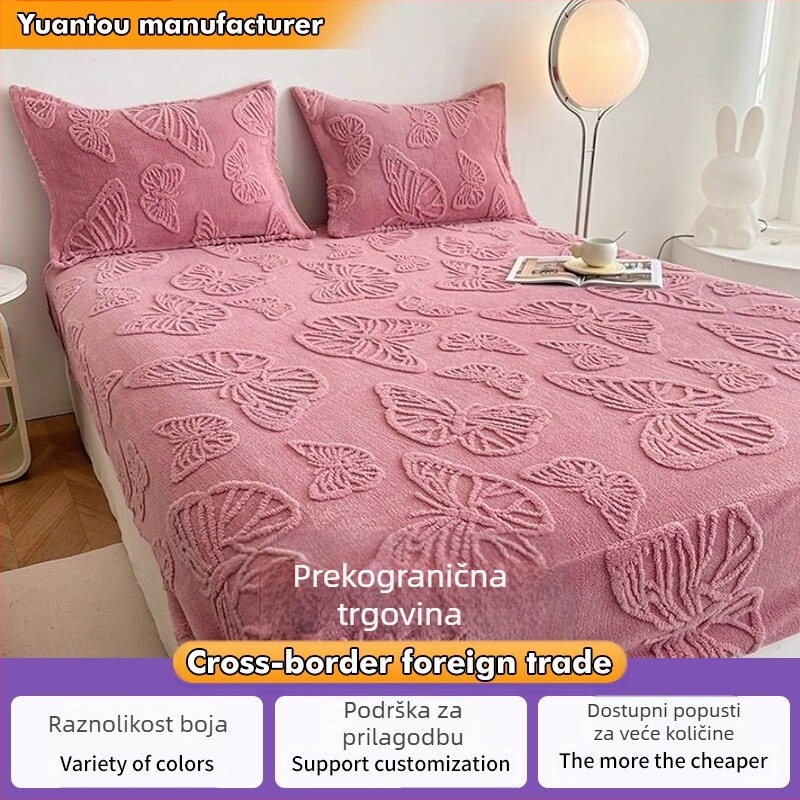 Novi set od tri taftane plahte s cvjetnim uzorkom i zaštitnikom madraca od baršuna