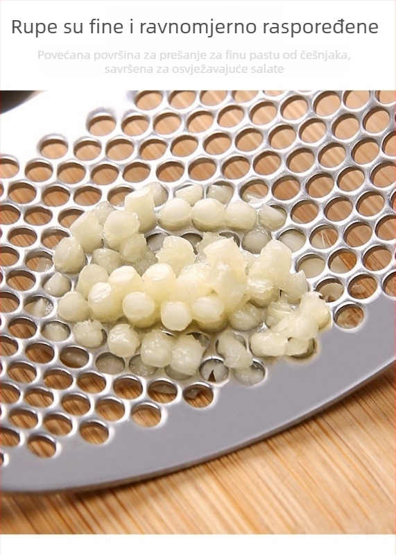 Ručna preša za češnjak s prstenom, generacija debelog nehrđajućeg čelika 304 za kuhinju i kućanstvo, tucanje češnjaka, mljevenje češnjaka.