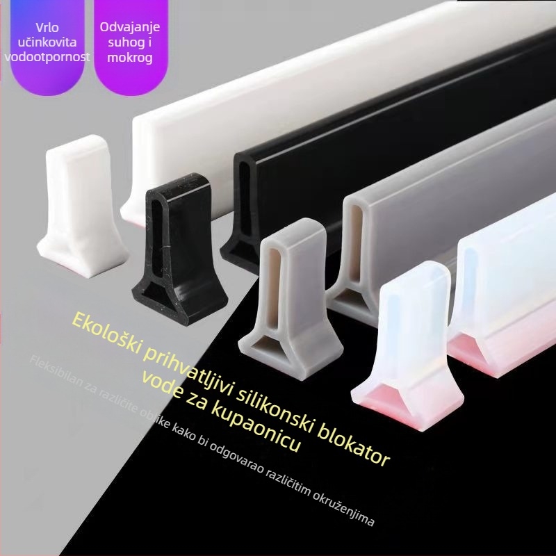 Silikonska savitljiva vodena barijera, vodootporna barijera za kupaonske artefakte, vodootporna barijera za WC, vodena barijera za tuš kabinu, podna barijera